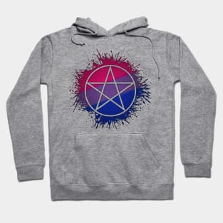 Paint Splatter Bisexual Pride Pentacle Symbol Hoodie